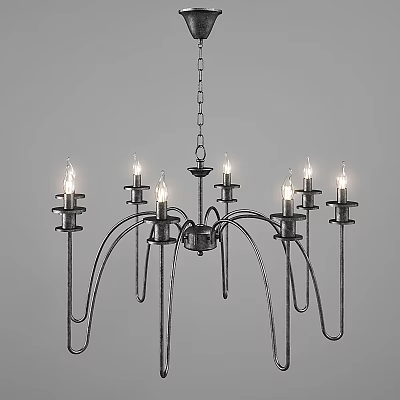 Classic Metal Chandelier With Multiple Arms And Candle Shaped Bulbs For Interior Design 3d model