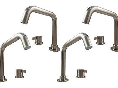 Modern Stainless Steel Faucets With Durable Design And Matching Control Knobs For Kitchen Bathroom 3d model