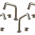 Modern Stainless Steel Faucets With Durable Design And Matching Control Knobs For Kitchen Bathroom 3d model