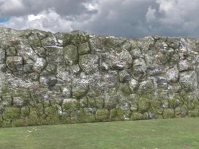 Natural Rustic Stone Wood Wall Design With Rough Texture And Wooden Accents 3d model