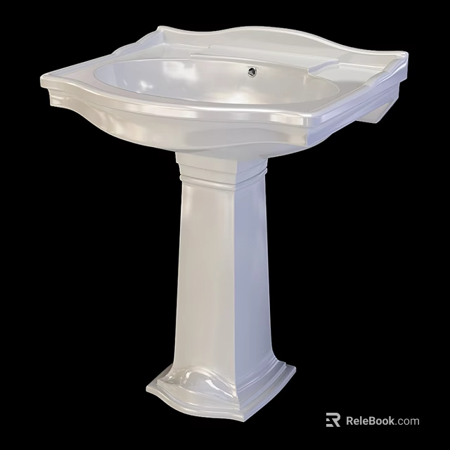 White Ceramic Pedestal Sink With Elegant Classic Design And Smooth Surface Structure 3d model