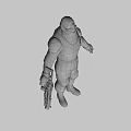 Man In Black Combat Armor With Red Glowing Eyes And Mechanical Helmet Details