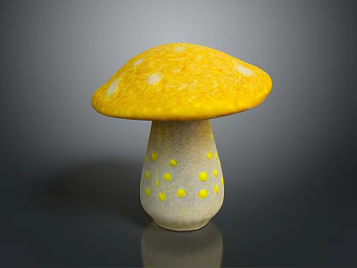 Fruit Shaped Mushroom Ornament With Yellow Cap And White Stem Spots 3d model