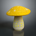Fruit Shaped Mushroom Ornament With Yellow Cap And White Stem Spots