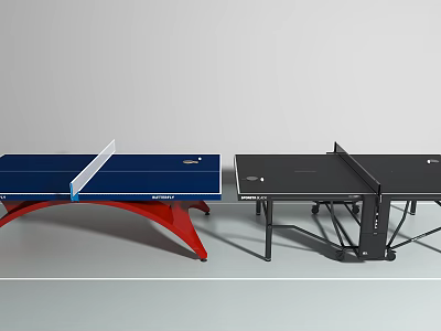 Sports Equipment Blue And Black Table Tennis Tables With Red And Black Frames 3d model