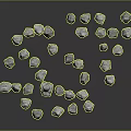 Wood and Stone Decorative White Small Stones Scattered on Black Reflective Background