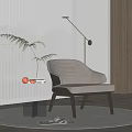 Modern Comfortable Leisure Chair With Pleated Design Transparent Side Table Floor Lamp And Magazine