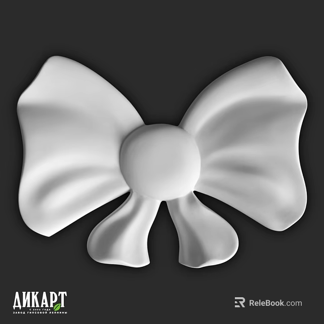Ornate White Bow Shaped Decorative Component With Central Round Element 3d model 