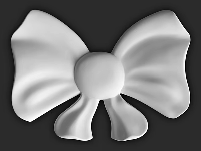 Ornate White Bow Shaped Decorative Component With Central Round Element 3d model