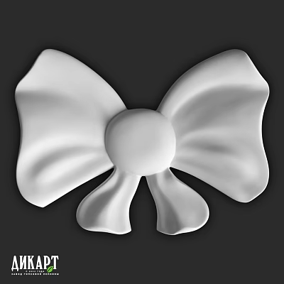 Ornate White Bow Shaped Decorative Component With Central Round Element 3d model