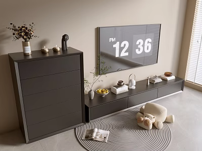 Modern Black TV Cabinet Whole Cabinet Sideboard Cabinet Balcony Cabinet Storage Cabinet Entrance Cabinet Bucket Cabinet Side Cabinet Bookcase 3d model