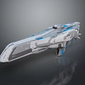 Futuristic Spaceship With Sleek Gray And Blue Exterior Reflective Metallic Finish And Detailed Structure