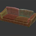 Brown Leather Two Seater Sofa in Vintage Style with Tufted Backrest and Wooden Legs