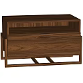 Modern Minimalist Walnut Wood Bedside Table With Drawer And Lower Open Shelf