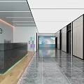 Sleek Modern Office Reception Counter In Bright Minimalist Corporate Lobby With Custom Brand Wall