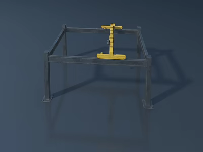 Industrial Equipment Gray Metal Frame Structure Featuring Central Yellow Component 3d model