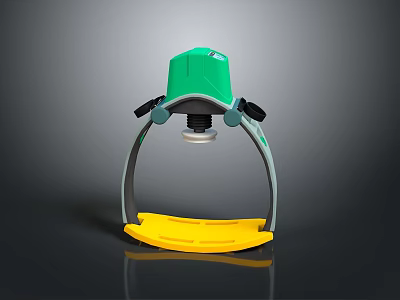 Professional Industrial Equipment With Green Top Yellow Base Gray Ring Structure And Black Handles 3d model