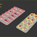 Red And Silver Capsule Blister Packs Medical Packaging On Dark Background