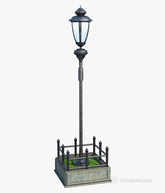 Vintage Outdoor Garden Lighting With Metal Lamp Post And Decorative Base 3d model 
