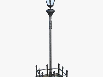 Vintage Outdoor Garden Lighting With Metal Lamp Post And Decorative Base 3d model