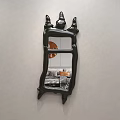 Unique Shaped Black Frame Mirror Reflecting Living Room Sofa And Lamp 3d model