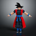 Game And Movie Character With Spiky Black Hair Red Robe Blue Sash And Blue Wristbands