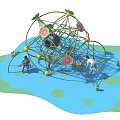 Garden Ornament With Green Structure Flower Decorations Climbing Net For Children Playing