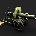 Vintage Military Tank Cannon With Large Wheels And Wooden Base Structure