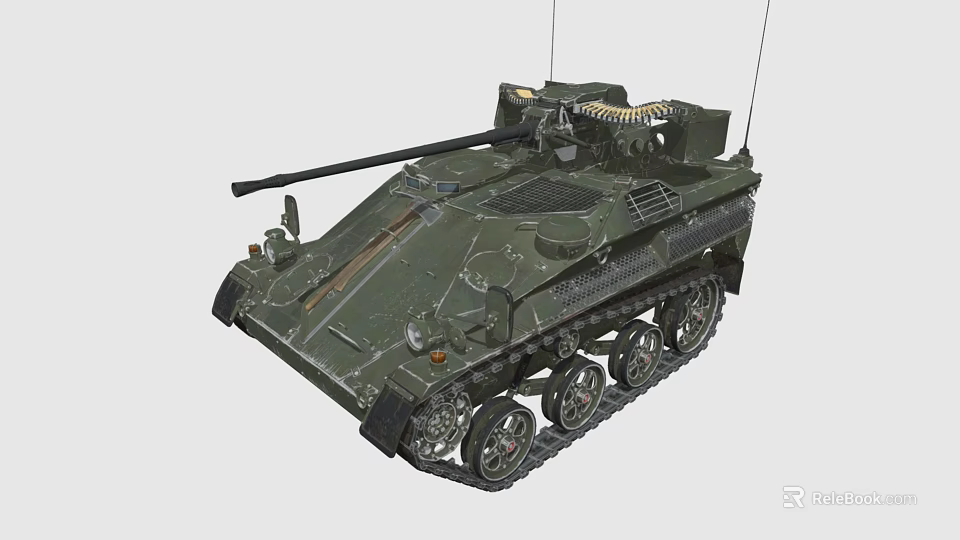Military Tank With Cannon Tracks Antenna And Detailed Military Style Design 3d model 