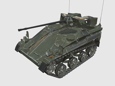 Military Tank With Cannon Tracks Antenna And Detailed Military Style Design 3d model