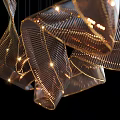Modern Elegant Flowing Chandelier with Metallic Frame and Warm Lighting Effects 3d model