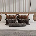 Stylish Bed Pillows With Brown Patterned Black and White Checkered And Gray Cylindrical Designs