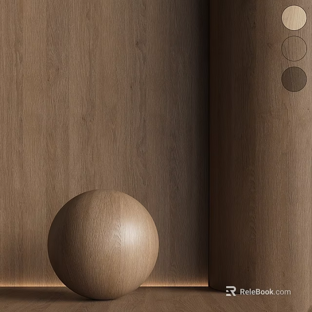 Wooden Sphere Decorative Component Against Textured Wooden Wall Surface 3d model