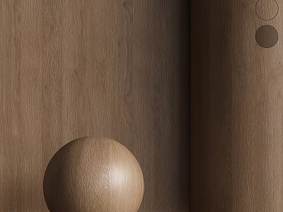 Wooden Sphere Decorative Component Against Textured Wooden Wall Surface 3d model