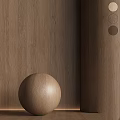 Wooden Sphere Decorative Component Against Textured Wooden Wall Surface 3d model