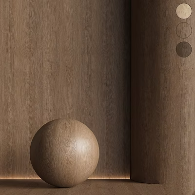 Wooden Sphere Decorative Component Against Textured Wooden Wall Surface 3d model