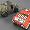 Red Off Road Vehicle With Number 98 Large Tires And Metal Bumper