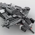 Gray Black Building Blocks Sci Fi Fighter Model With Complex Structure And Weapon Parts