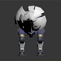 Futuristic Armored Mechanical Creature Quadruped Robot With Purple Yellow Design