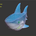 Cute Blue And White Shark Plush Toy With Big Eyes And Smiling Mouth Design
