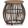 Handwoven Rattan Round Stool With Stylish Woven Structure For Living Room Decor