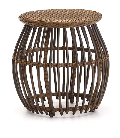 Handwoven Rattan Round Stool With Stylish Woven Structure For Living Room Decor 3d model