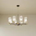Modern Chandelier With Transparent Glass Shades And Black Gold Metal Frame Design