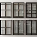Modern Sliding Doors With Black Frames Glass Panels And Various Designs 3d model