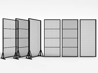 Iron Art Room Dividers with Grid Patterns and Black Metal Frames for Interior Decoration 3d model