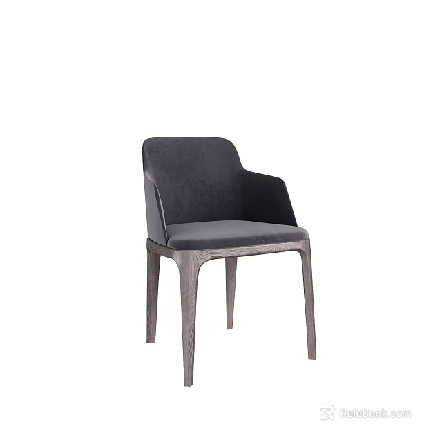 Modern Dark Gray Velvet Accent Chair With Armrest And Metal Legs Design 3d model 