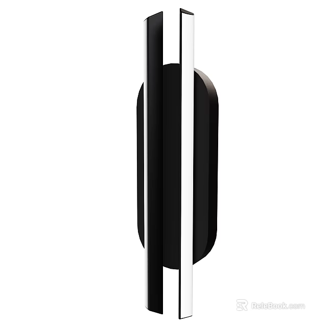 Modern Black Silver Metal Wall Sconce with Sleek Minimalist Design for Home Decor 3d model 