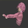 3D Anime Character With Pink Hair Wearing Pink Sweater And Extended Hands On Dark Background