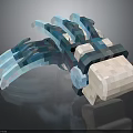 Detailed Blue White Mechanical Creature Featuring Tentacle Appendages In 3D Render Design