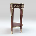 Classical Table And Chair Set With Carved Details Gold Accents Curved Legs And Lower Shelf